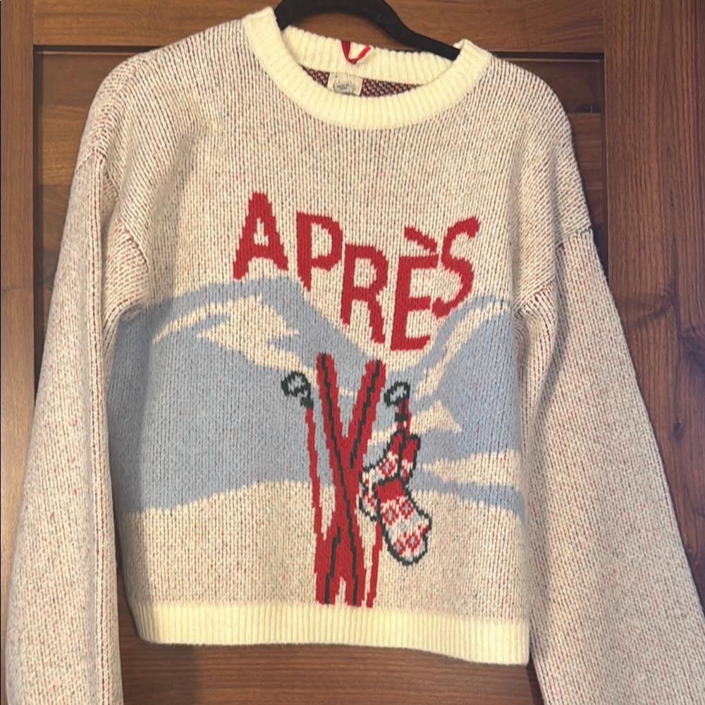 a new day Cream and Red Crew Neck Sweater